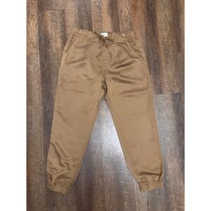 Cloth & Stone Linen Tencel Jogger Pants M Brown Drawstring Elastic Waist